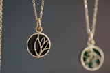 10K Yellow Gold and Black Cold Enamel Pendant