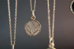10K Yellow Gold and White Cold Enamel Pendant