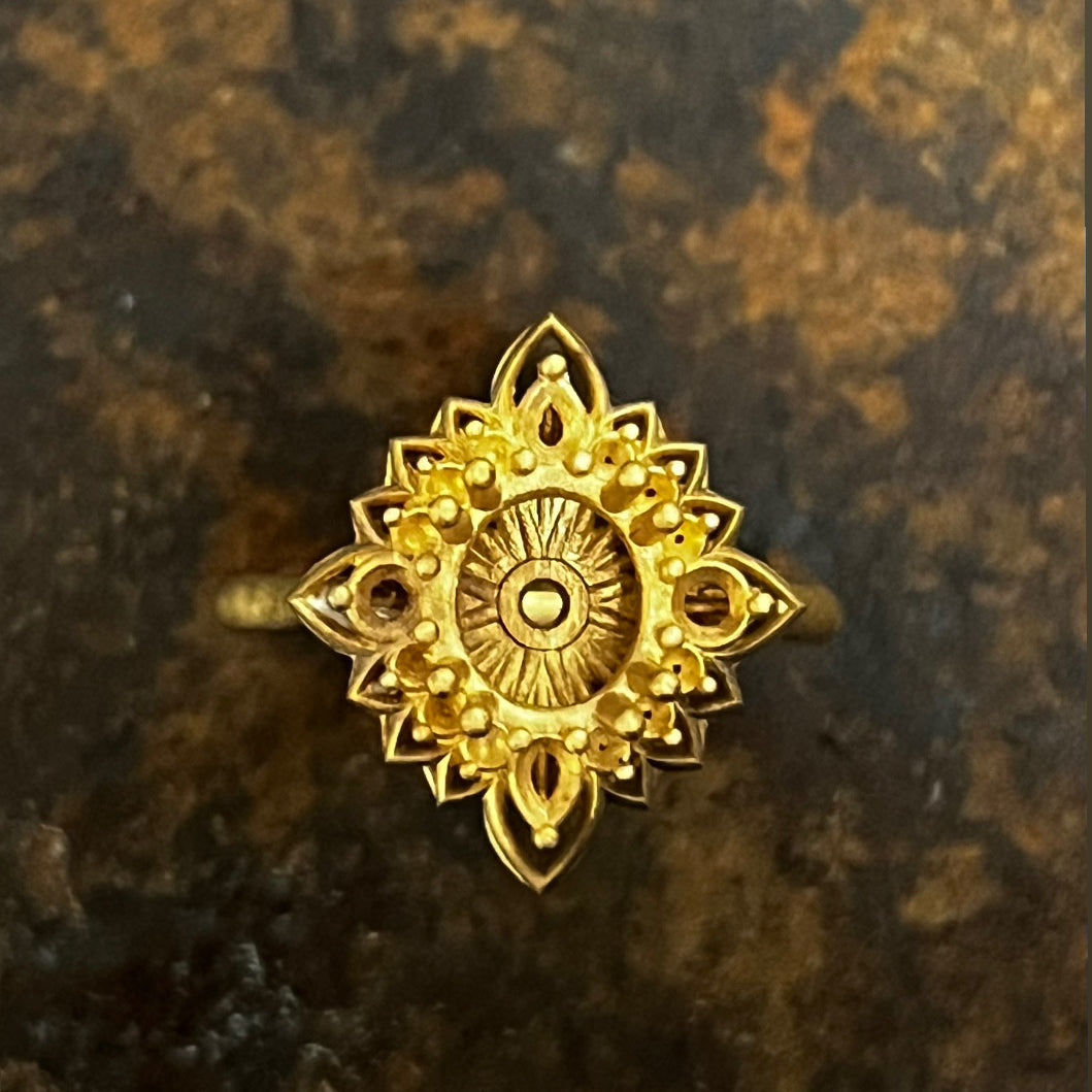 18K yellow gold ring casting before final setting setting or polishing