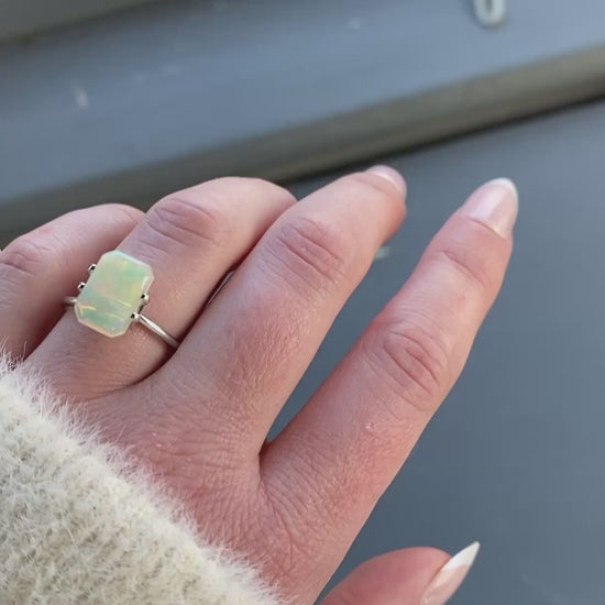 2.26 EC Opal is show in a temporary ring mounting in diffused winter sunlight