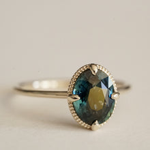 Load image into Gallery viewer, 14K Yellow Gold and Teal Sapphire Ring
