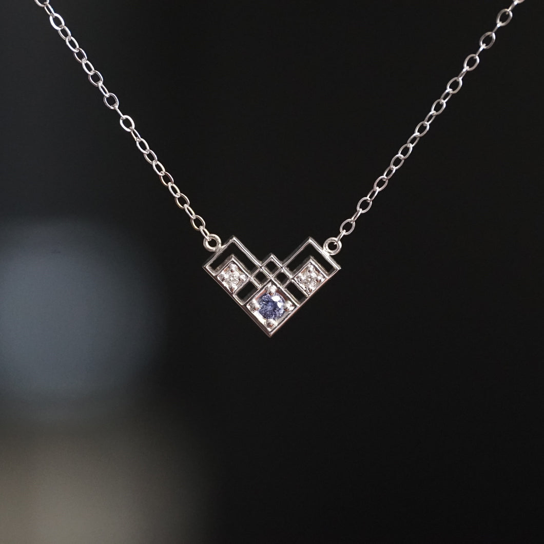 Deco Sapphire and Diamond Heart Pendant