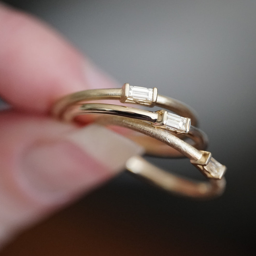 14K Yellow Gold & Diamond Baguette Stacking Band