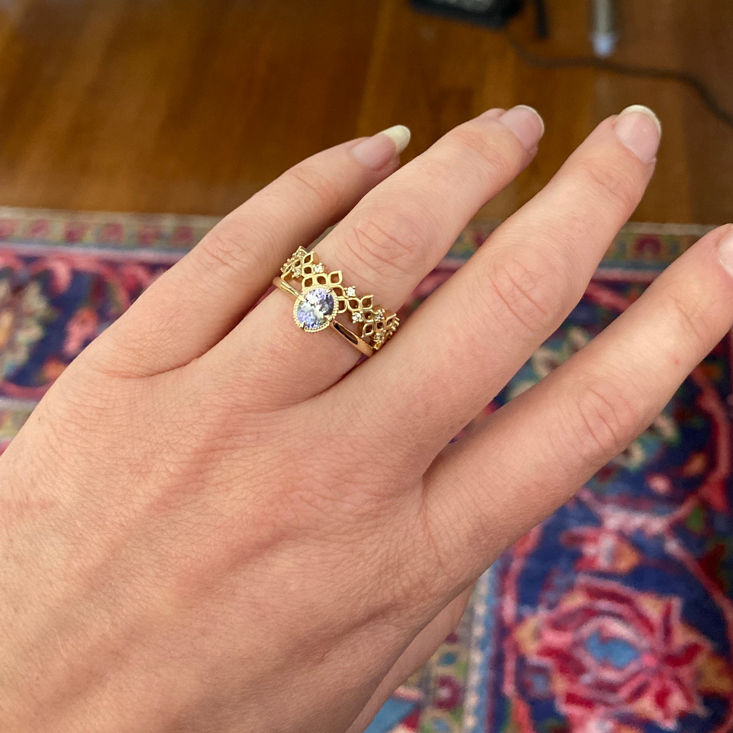 Bi-Color Tanzanite and Diamond Ring