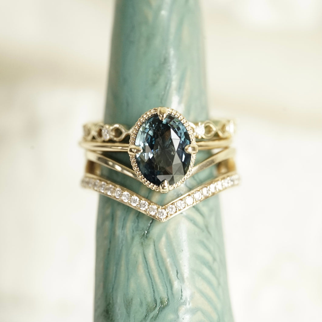 14K Yellow Gold and Teal Sapphire Ring